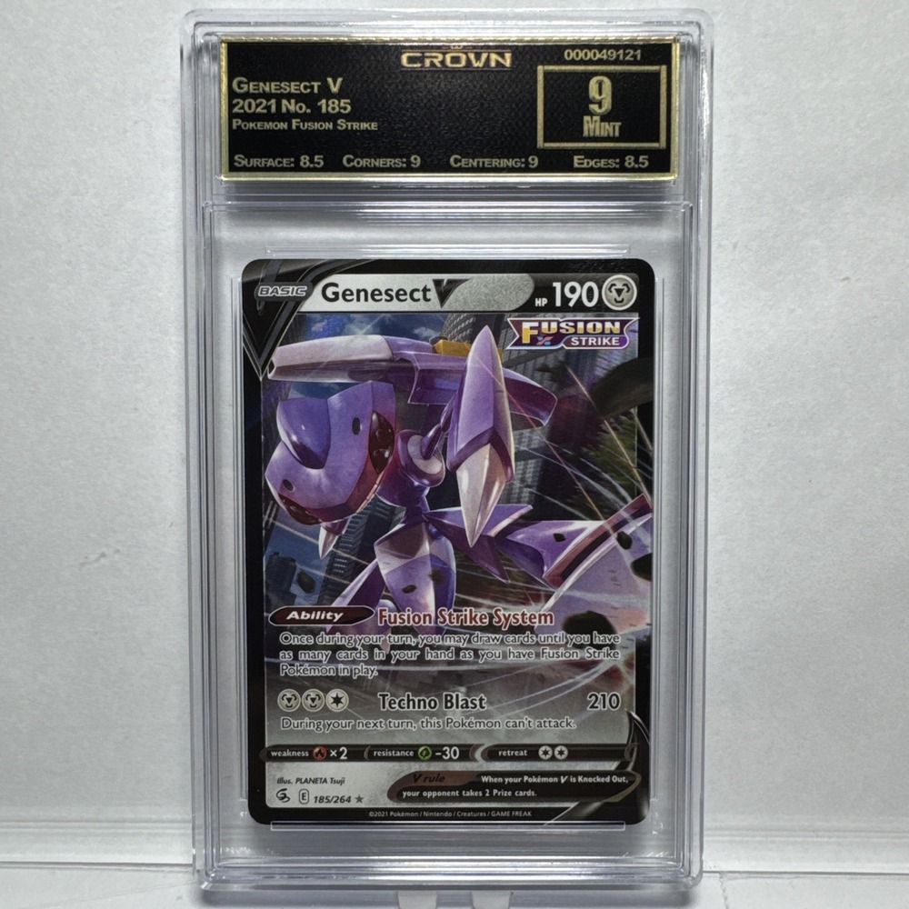 Crown Mint 9 Genesect V 185/264 SWSH Fusion Strike Holo Pokemon Card Graded